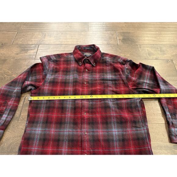 Pendleton Mason Mens Red Button Up 100% Cotton Flannel Plaid Long Sleeve Shirt L - Picture 8 of 8
